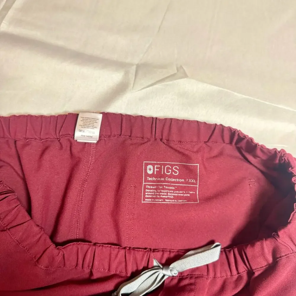 FIGS Pisco Basic Scrub Pants Burgundy Maroon Men’s XXL 2XL PO 1810 Bottoms Red